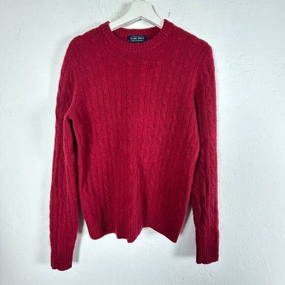 Allen Solly Womens Red Cable Knit Sweater Small 100% 2 Ply Cashmere Crew Neck - Picture 1 of 8